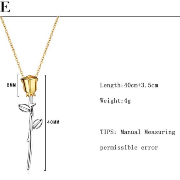 NEW 925 Sterling Silver Two Tone Rose Necklace - Picture 7 of 7
